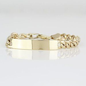 14k Yellow Gold Cuban Link Identity ID Bracelet